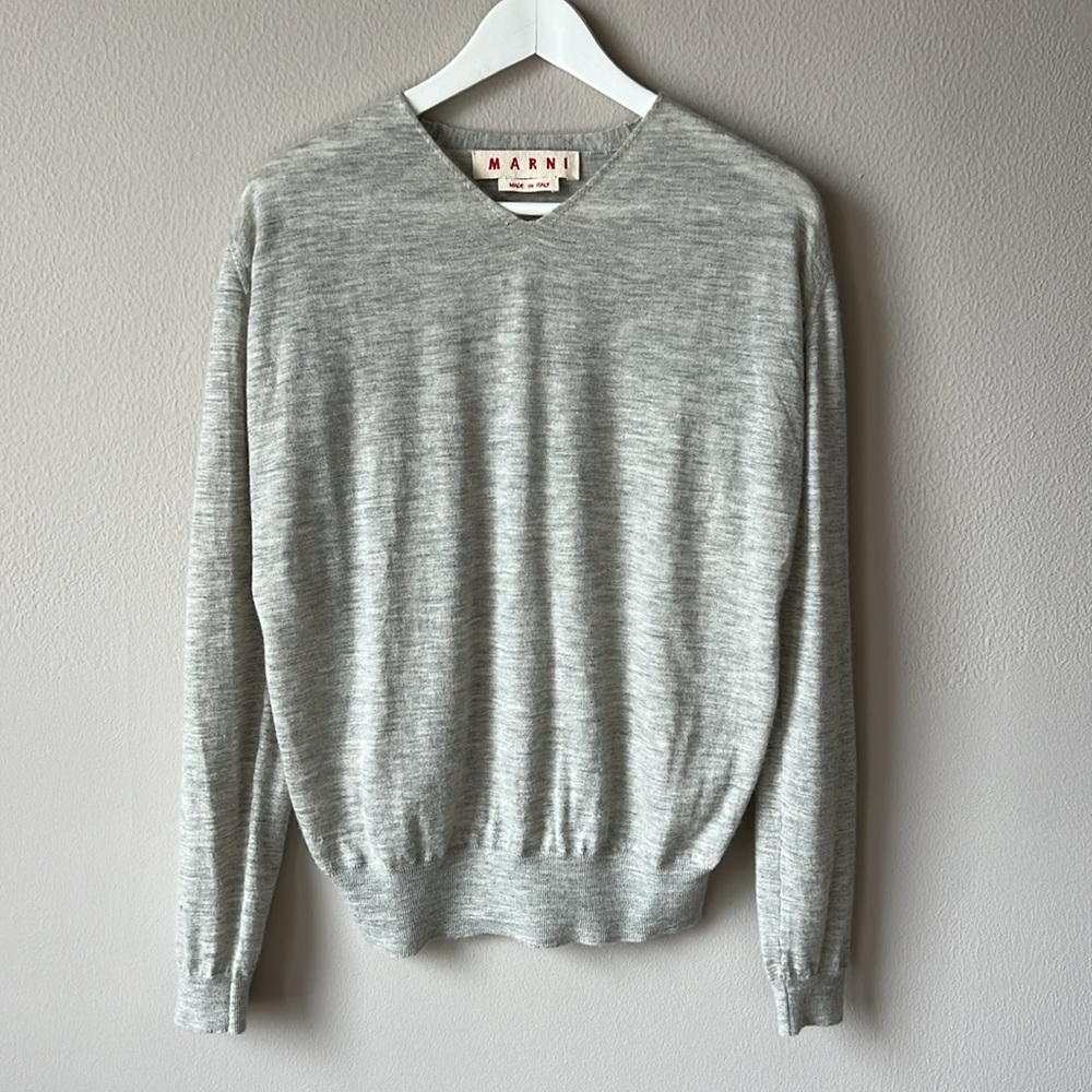 Vintage Marni Cashmere Sweater, in a Fine Gauge Knit (Heather Grey) Italian-Made